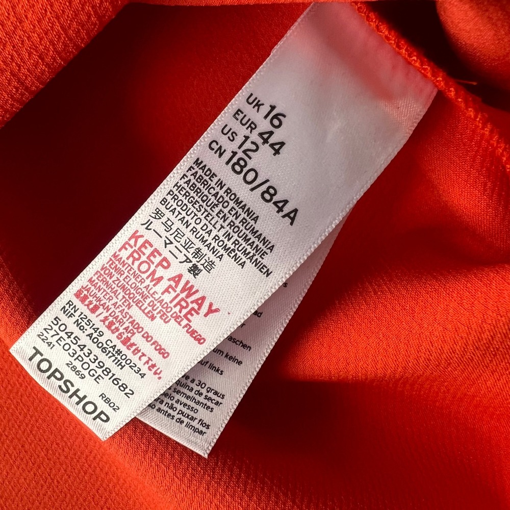 Topshop Womens Orange Button Front Mini Skirt Size US 12 Funky‎ Rocker - Picture 4 of 4